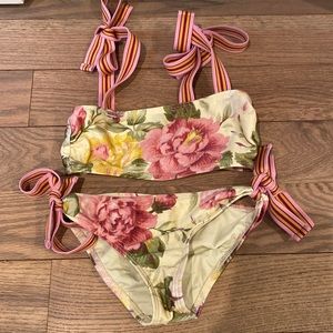 Zimmermann Girls Floral Pink Bikini with Tie Detail